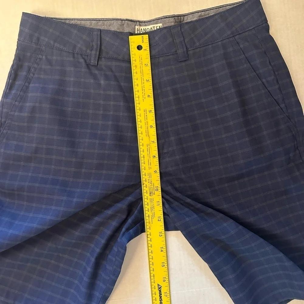 Hang Ten‎ mens flat front blue plaid hybrid shorts Sz-32. X15